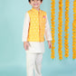 Lil Drama Boys Kurta Pyjama with jacket set - White | Swadesiicart