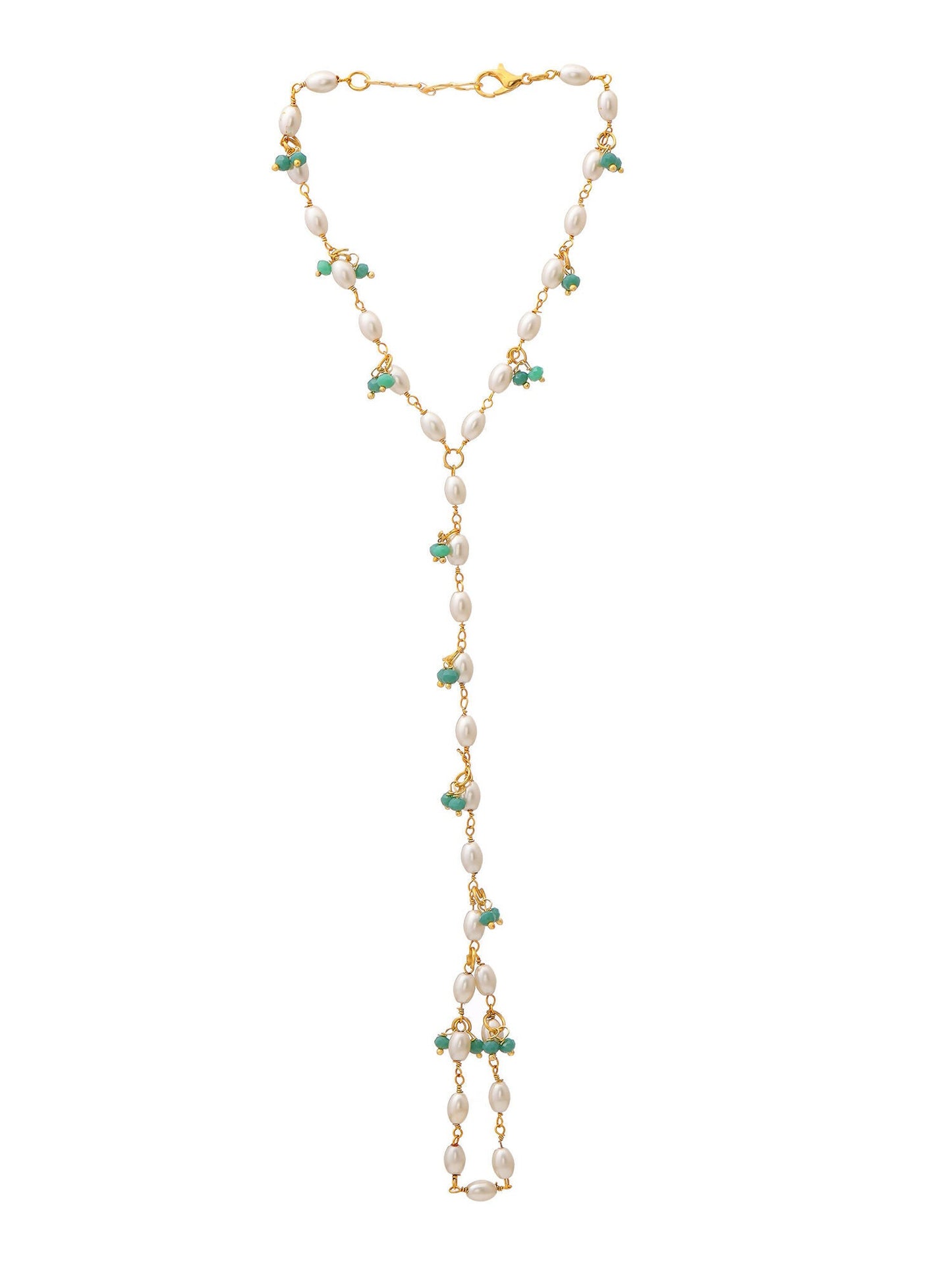 Ruby Raang Multi Pearl & Stone Haath Phool | Swadesiicart