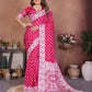 Aastha Fashion Pink Viscose Silk Handmade Original Bandhej Saree