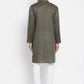 Even Apparels Green Men's Pure Cotton Kurta With Band Collar | Swadesiicart