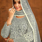 Grey All Over Embroidered Net Wedding Anarkali Suit - Emponline | Swadesiicart