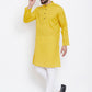 Even Apparels Yellow Men's Pure Cotton Kurta With Band Collar | Swadesiicart