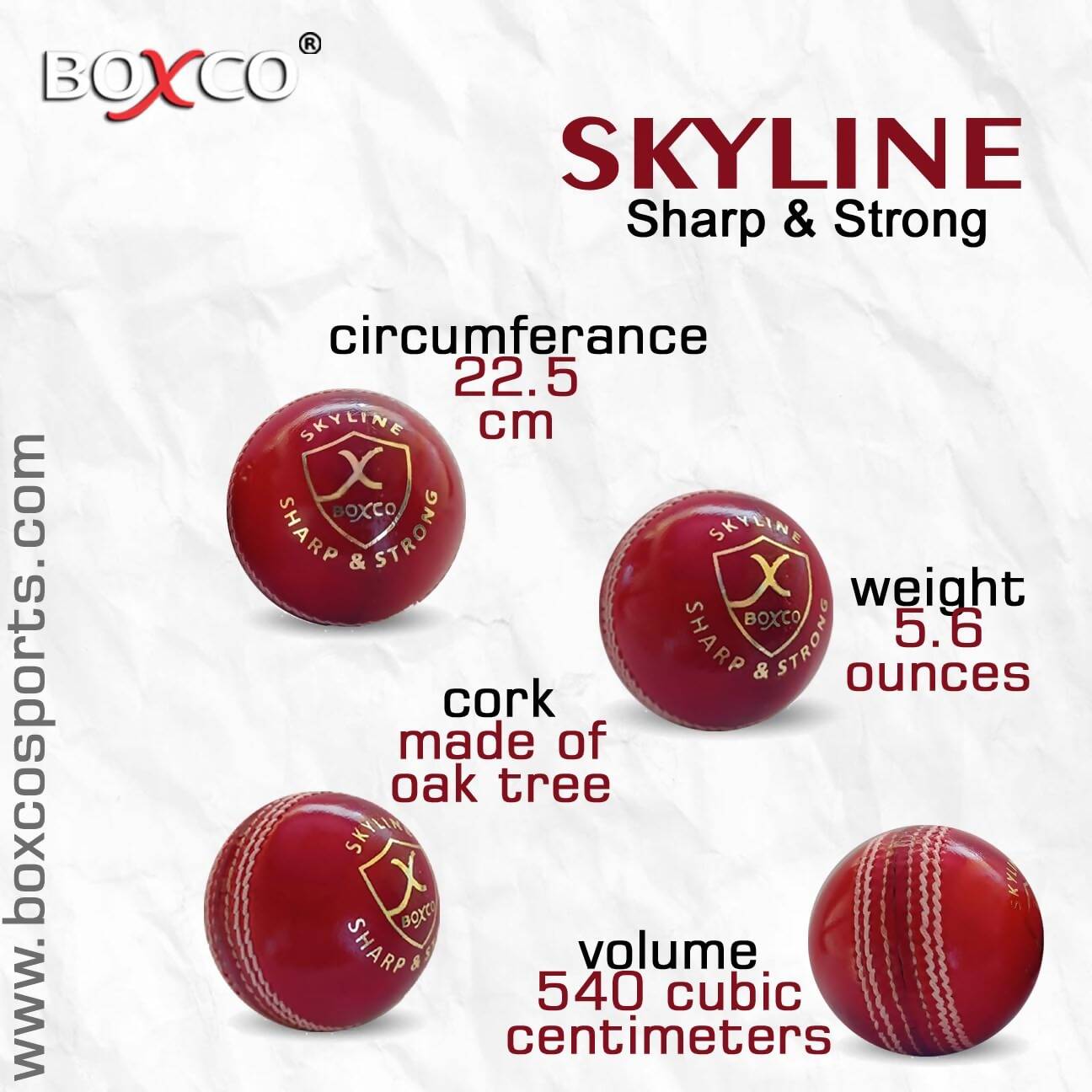 Boxco Skyline Hand Stiched Four Piece Cricket Leather Ball (Pack of 6) - Swadesiicart