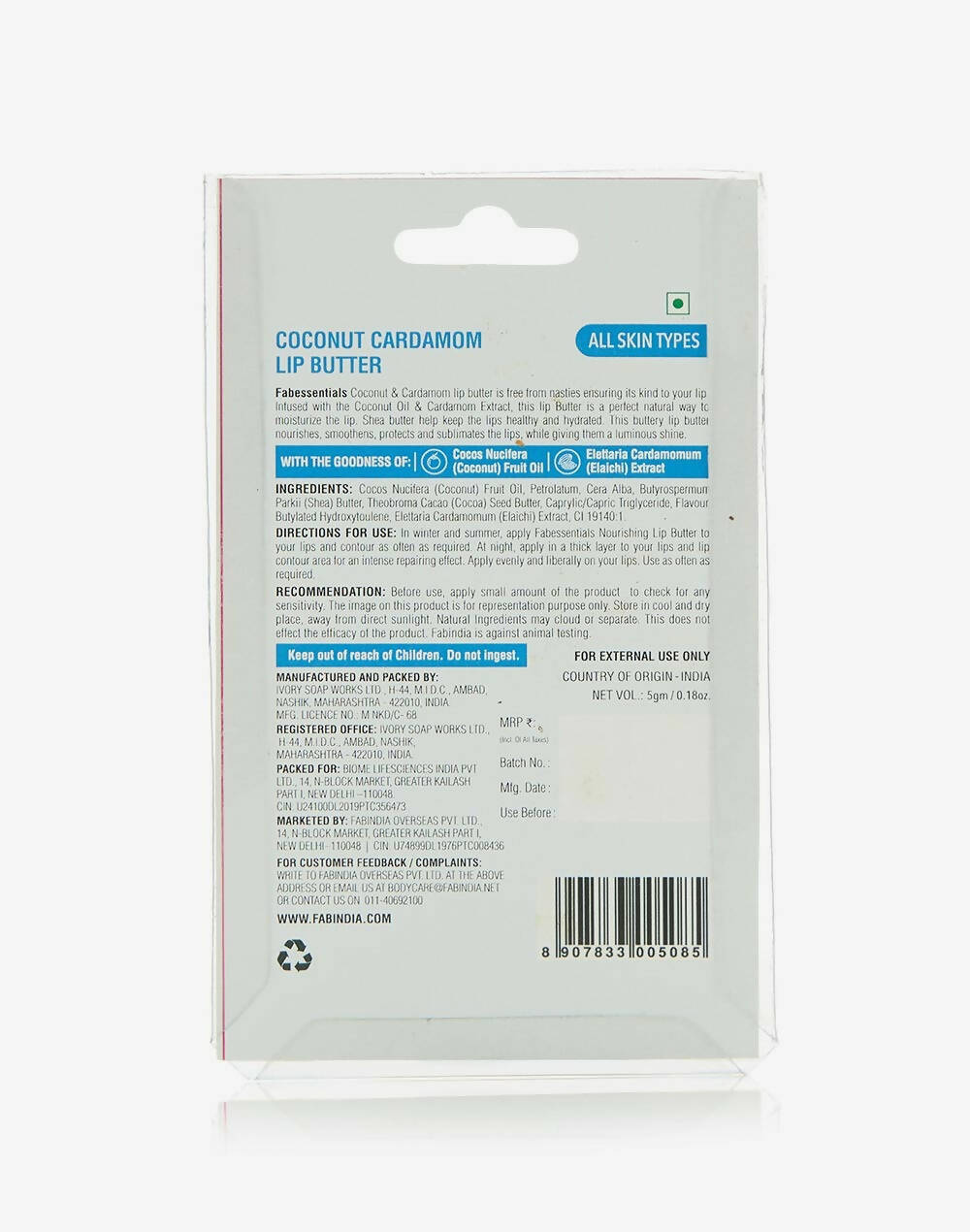 Fabessentials Coconut Cardamon Lip Butter - Swadesiicart