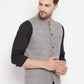 Even Apparels Grey Wool Men Woven Nehru Jacket WL730 | Swadesiicart