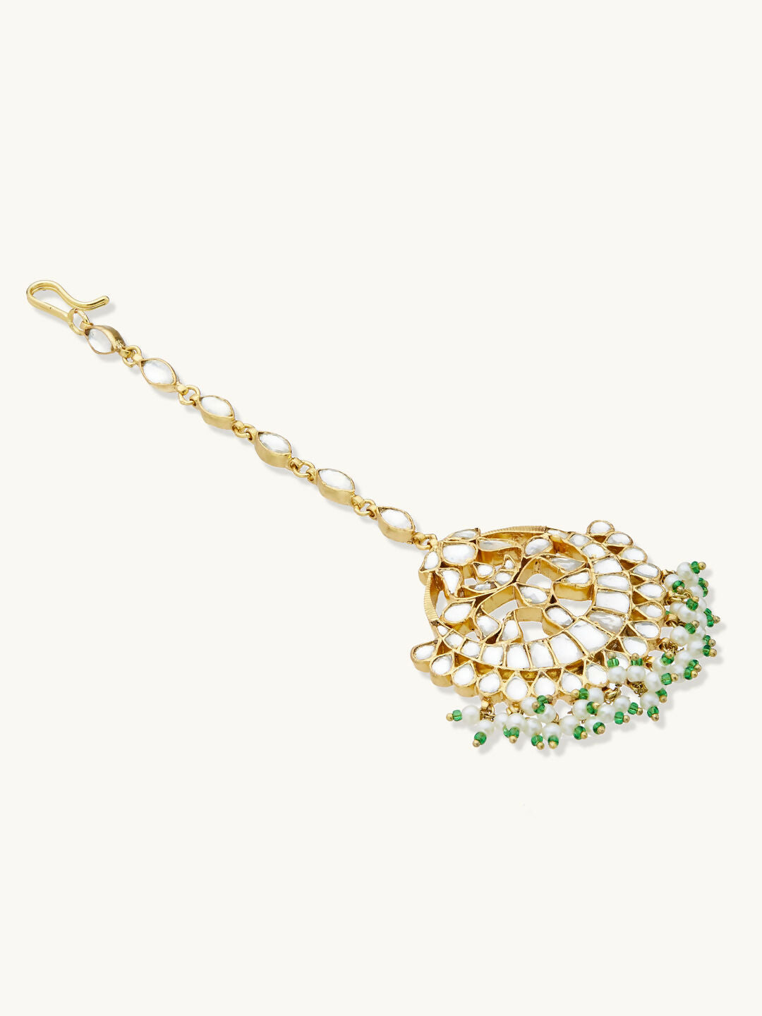 Nuyug 22K Gold-Plated Crystal & Pearl Studded Matha Patti | Swadesiicart