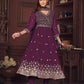 Jyoti Fashion Women's Purple Georgette Embroidered Anarkali Kurta Pant Set With Dupatta | Swadesiicart