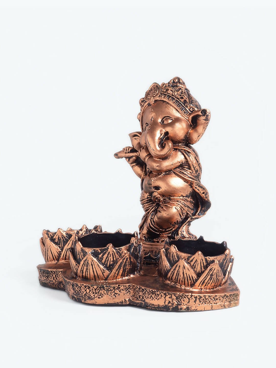 Golden Peacock Brown Ganesha Diya Holder | Swadesiicart