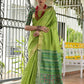 Vishnu Weaves Women's Mahendi Raw Silk Patola Zari Woven Saree with Blouse - Swadesiicart
