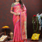 Lorenvalley Fashion Pink Kanjivaram Silk Woven Design with Zari Weaving Saree - Swadesiicart