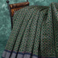 Dark Green and Navy Blue Geometrical Print Semi Chanderi Saree By Gayathri Reddy Designer Studio | Swadesiicart