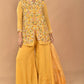 Morchari Women And Hand Embroidery Palazzo Set-Yellow - Swadesiicart
