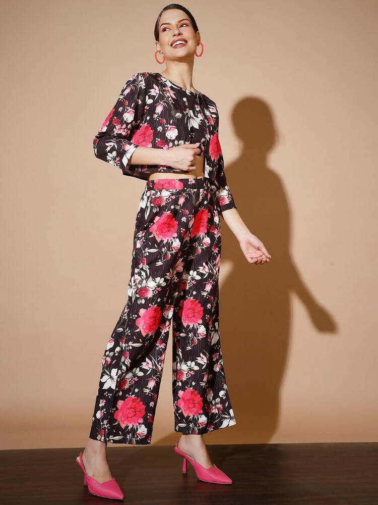 Myshka Women Black Printed Co-Ords - Swadesiicart