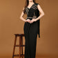 Black Polyester Solid Ready to Wear Saree with stitched Blouse - Nita | Swadesiicart