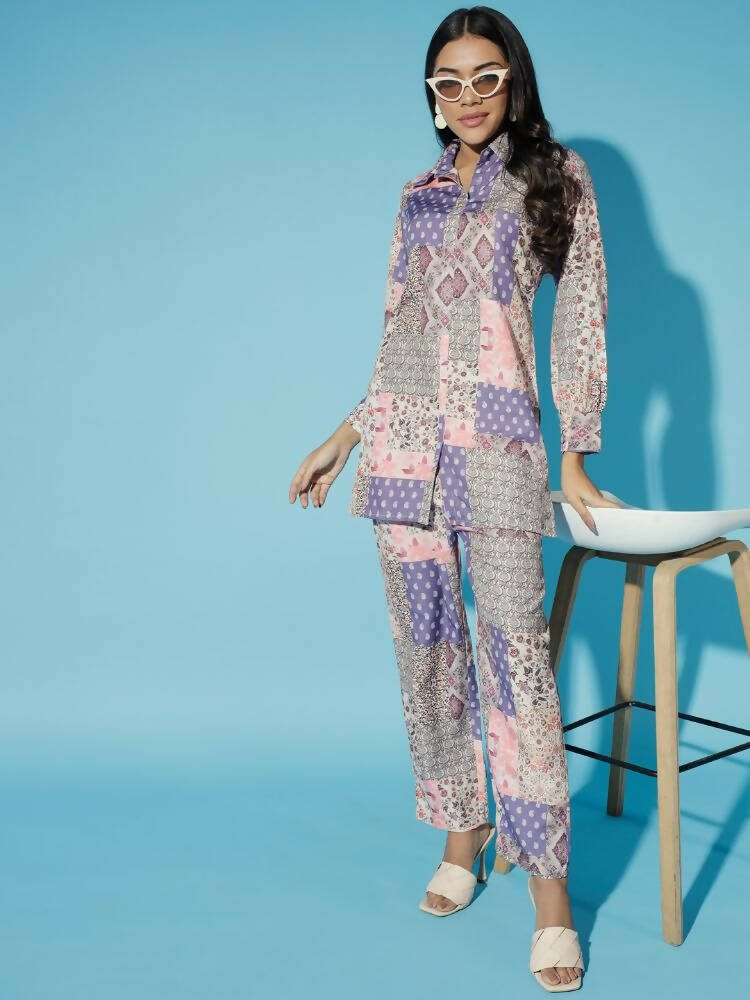 Myshka Women Multi-Printed Bling & Sparkly Co-Ords - Swadesiicart