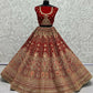 Jyoti Fashion Women's Red Velvet Multi Thread Embroidered with Zircon Diamond Wedding Lehenga Choli | Swadesiicart