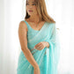 Attractive Looking Georgette Thread, Sequance Embroidery Work Party Wear Saree - Sky Blue
