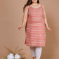 Miravan Women's Plus Size Peach-Coloured Floral Printed Straight Kurta - Swadesiicart