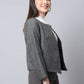 Even Apparels Black Pure Wool Open Front Statement Women's Jacket | Swadesiicart