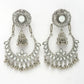 NVR Women's Silver-Plated Mirror Work Oxidised Chandbali Earrings | Swadesiicart