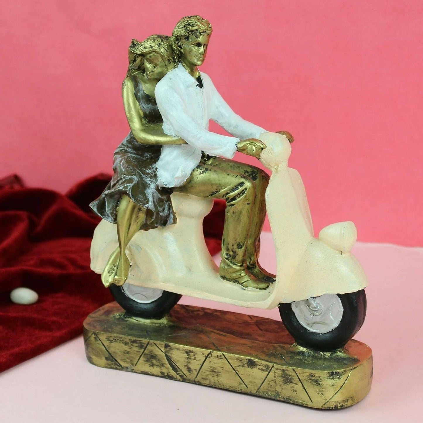 Tied Ribbons Romantic Love Couple On Scooter Showpiece Statue Decorative Items For Home | Swadesiicart