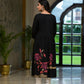 Juniper Women's Black Floral Printed Rayon Kurta With Button Closure - Swadesiicart