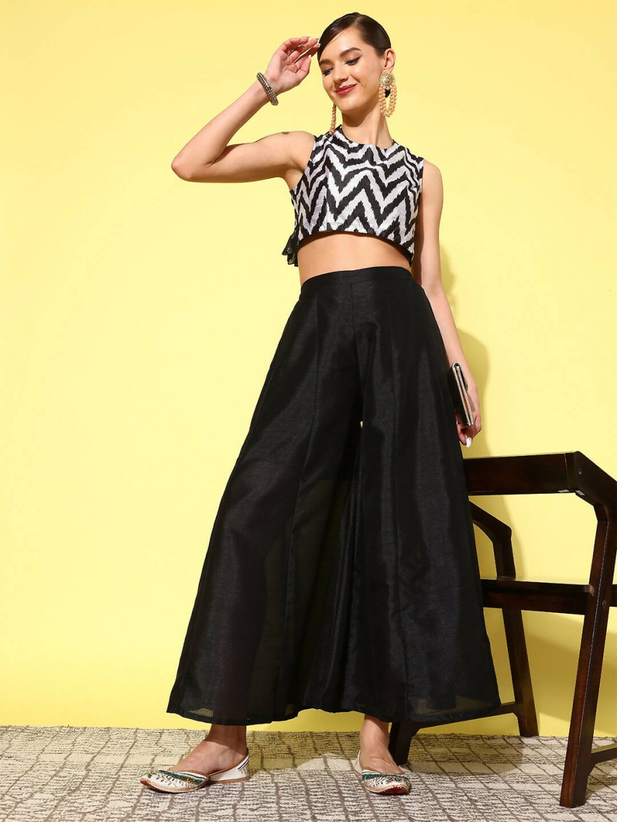 Ahalyaa Women's Traditional wear Co-ords - Black - Swadesiicart