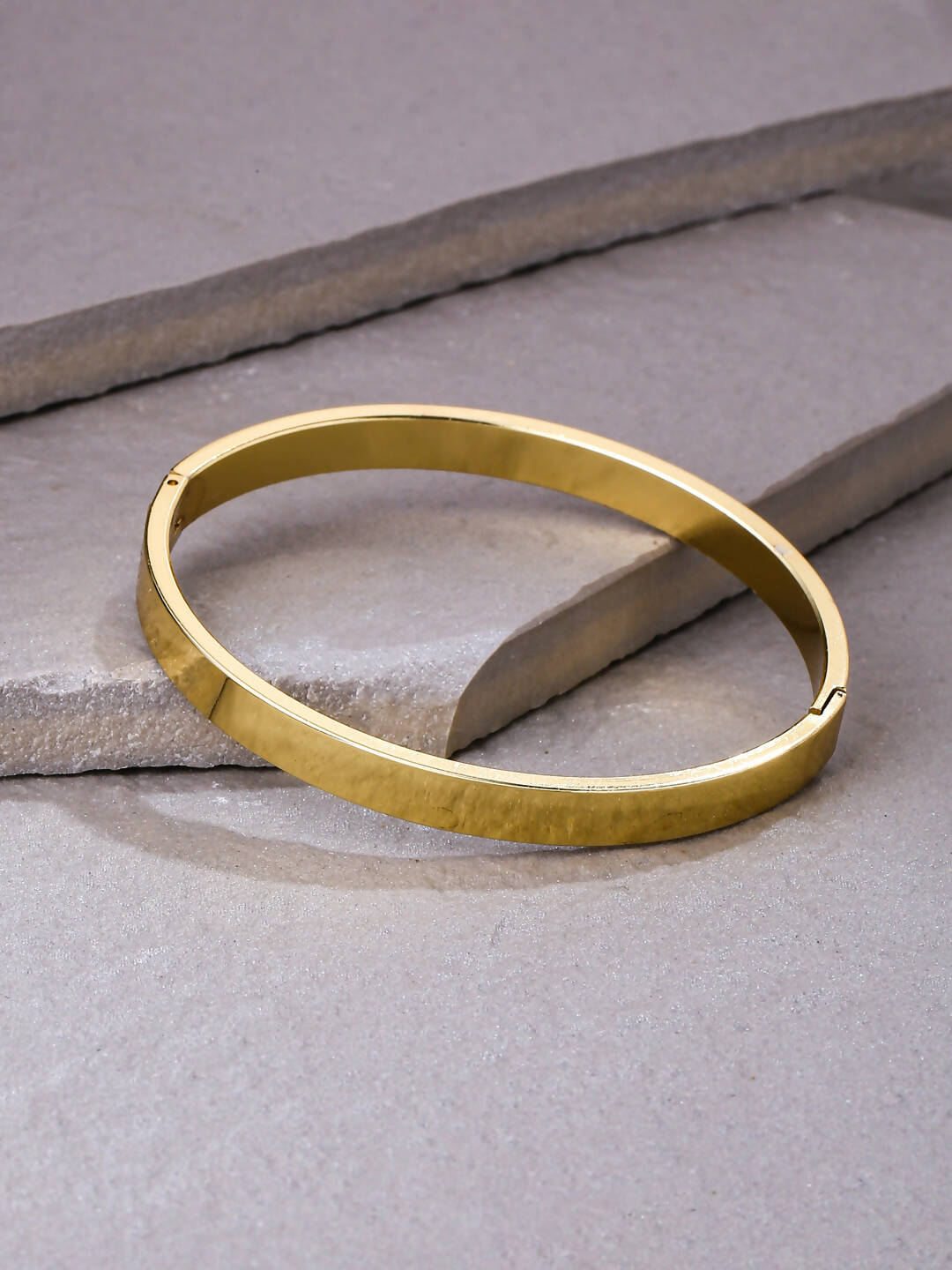 NVR Men's Gold Metal Interlock Kada Bracelet - Swadesiicart