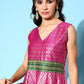 Ahalyaa Women Pink Poly Silk Gold Printed Dress | Swadesiicart