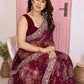 Ai Fashion Wine Georgette Rajwadi Bandhani Print Party Wear Saree