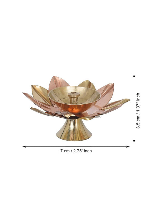 eCraftIndia Gold Toned Lotus Flower Shaped Decorative Brass Diya | Swadesiicart