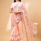 Peach Lycra Sequin Embroidery And Frills Saree - Norita Hit Design - Swadesiicart