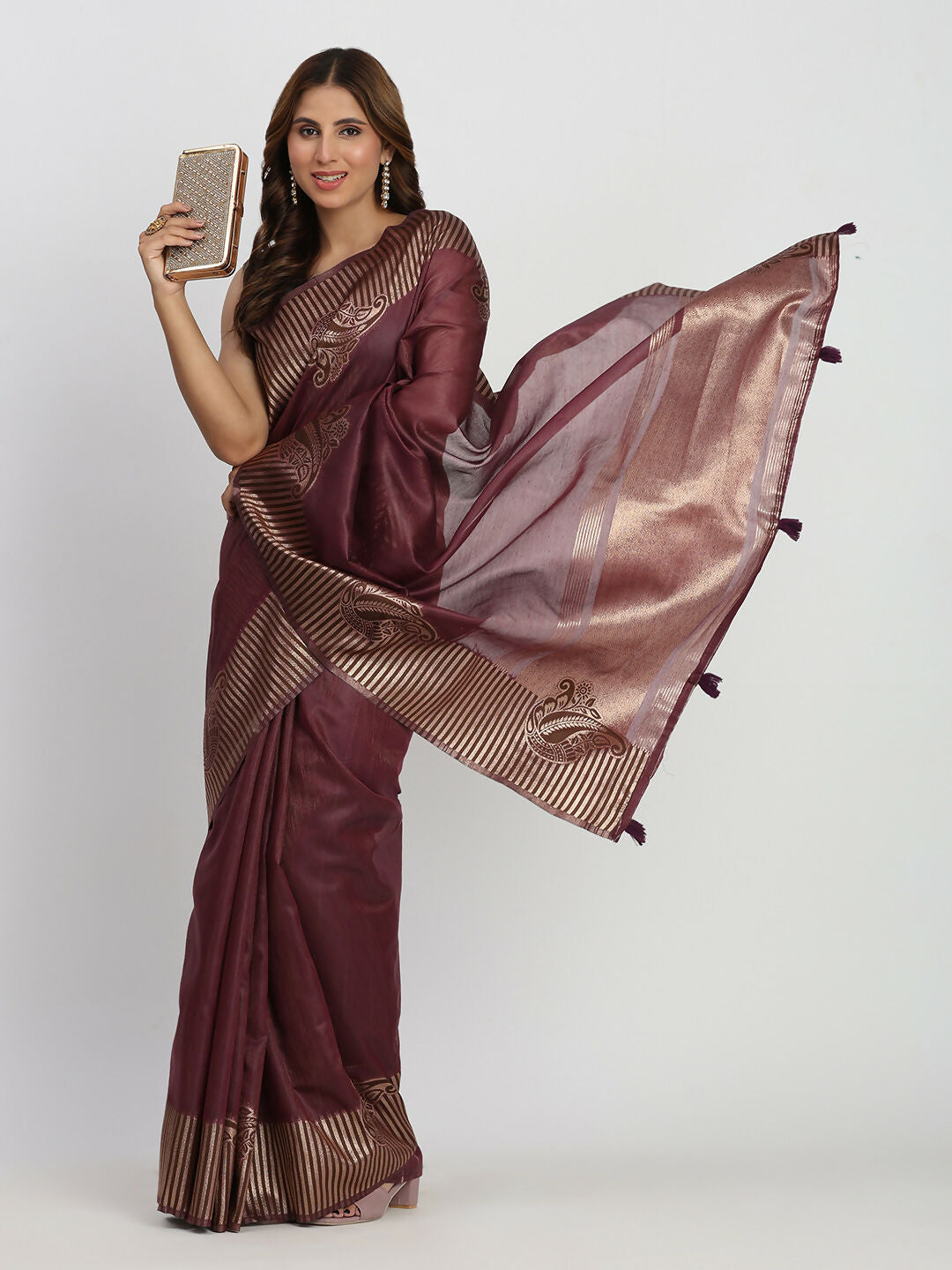 Shree Shyam Fashion Linen Cotton Purple Saree