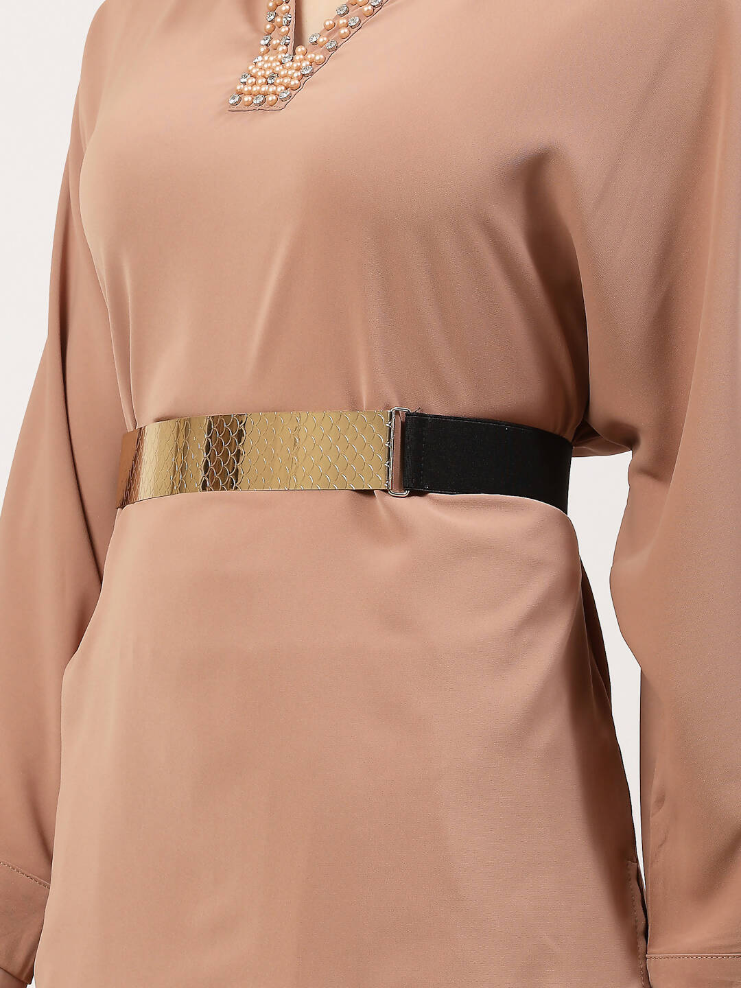 NVR Women Circular Gold-Polished Adjustable Broad Belt | Swadesiicart