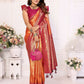 Aastha Fashion Orange Tissue Silk Weaving Saree