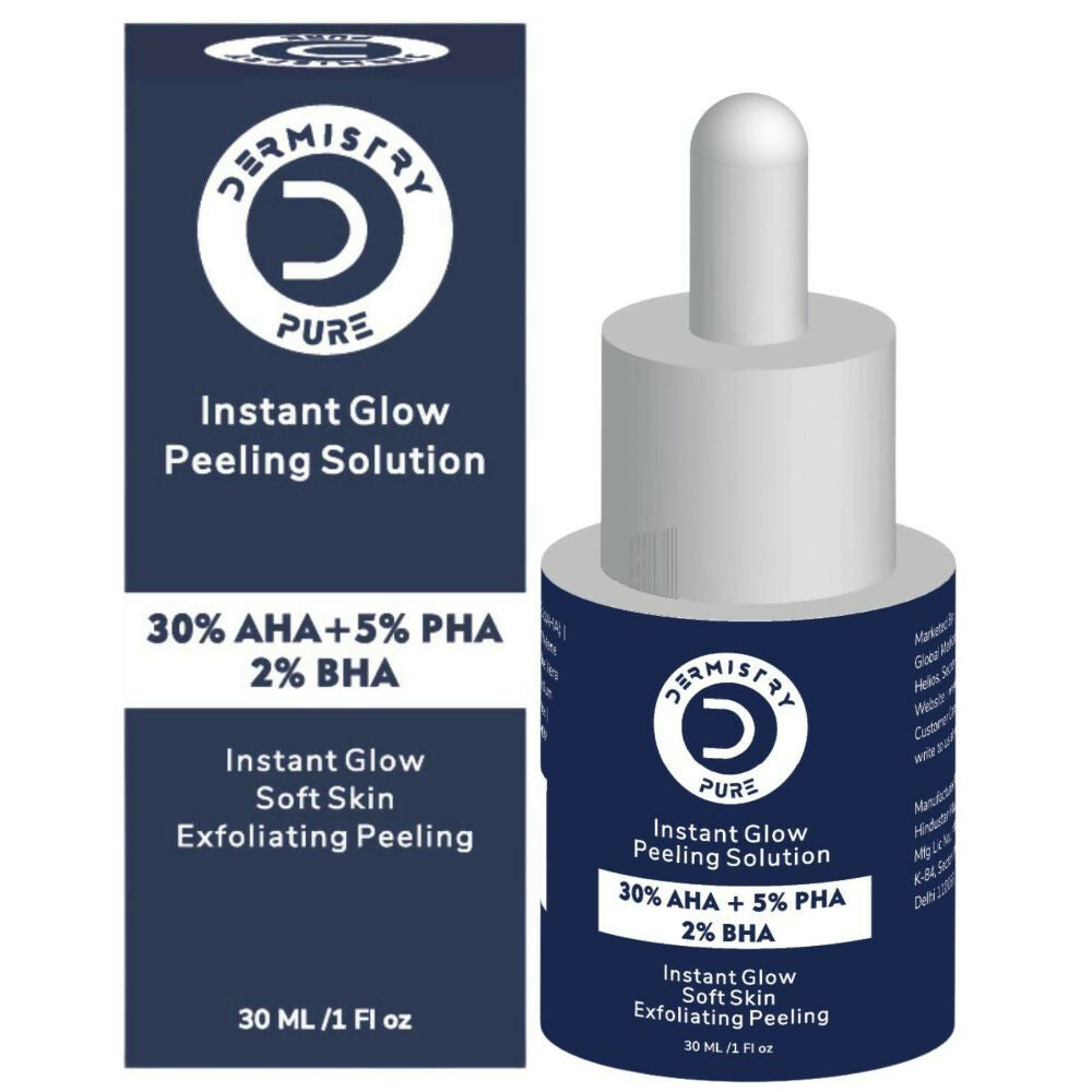 Dermistry Pure 30% AHA 5% PHA 2% BHA Peeling Exfoliating Solution Instant Bright Glow Fairness Serum - Swadesiicart