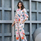 Women's Partywear Designer White & Multi Muslin co-ord set - Stylishta - Swadesiicart