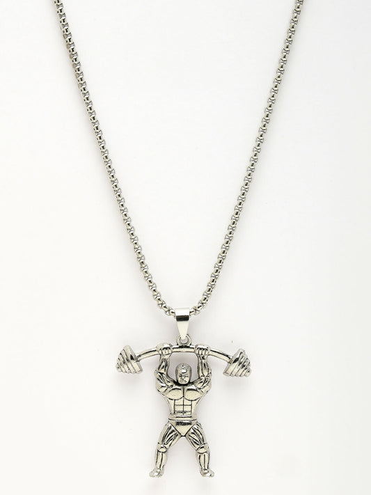 NVR Men's Silver-Plated Stainless Steel Hanuman Pendant with Chain - Swadesiicart