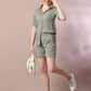 Myshka Women's Grey Solid Shirt Collar Party Shirt With Shorts Co-ord set - Swadesiicart