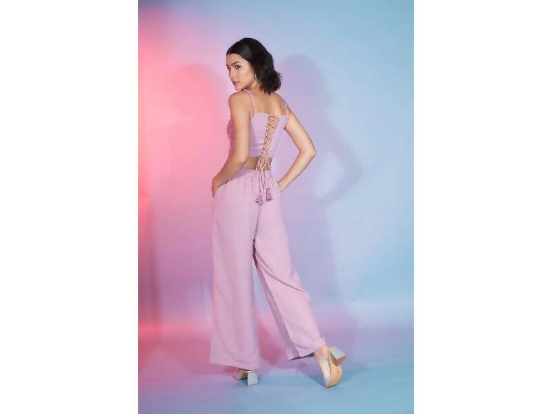 Pink Georgette Sequence With Thread Designer Co-Ord Set - Flory - Swadesiicart