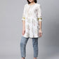 Ahalyaa Women Off White Pure Cotton Floral Printed Tunic | Swadesiicart