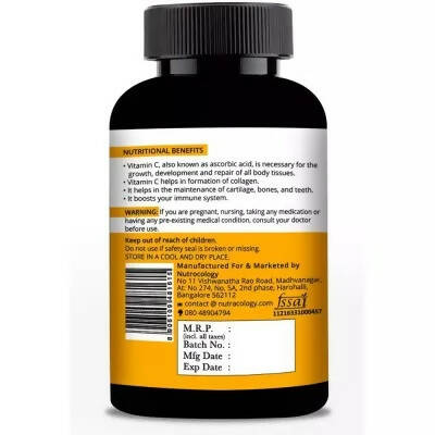 Nutracology Vitamin C 500mg Immunity Booster, Glowing Skin Tablets - Swadesiicart