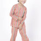 Breathables Kids Cotton Stripes Print Kurta Pyjama Night Suit - Multicolor