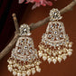 NVR Women Gold-Polished Kundan Drop Earrings | Swadesiicart