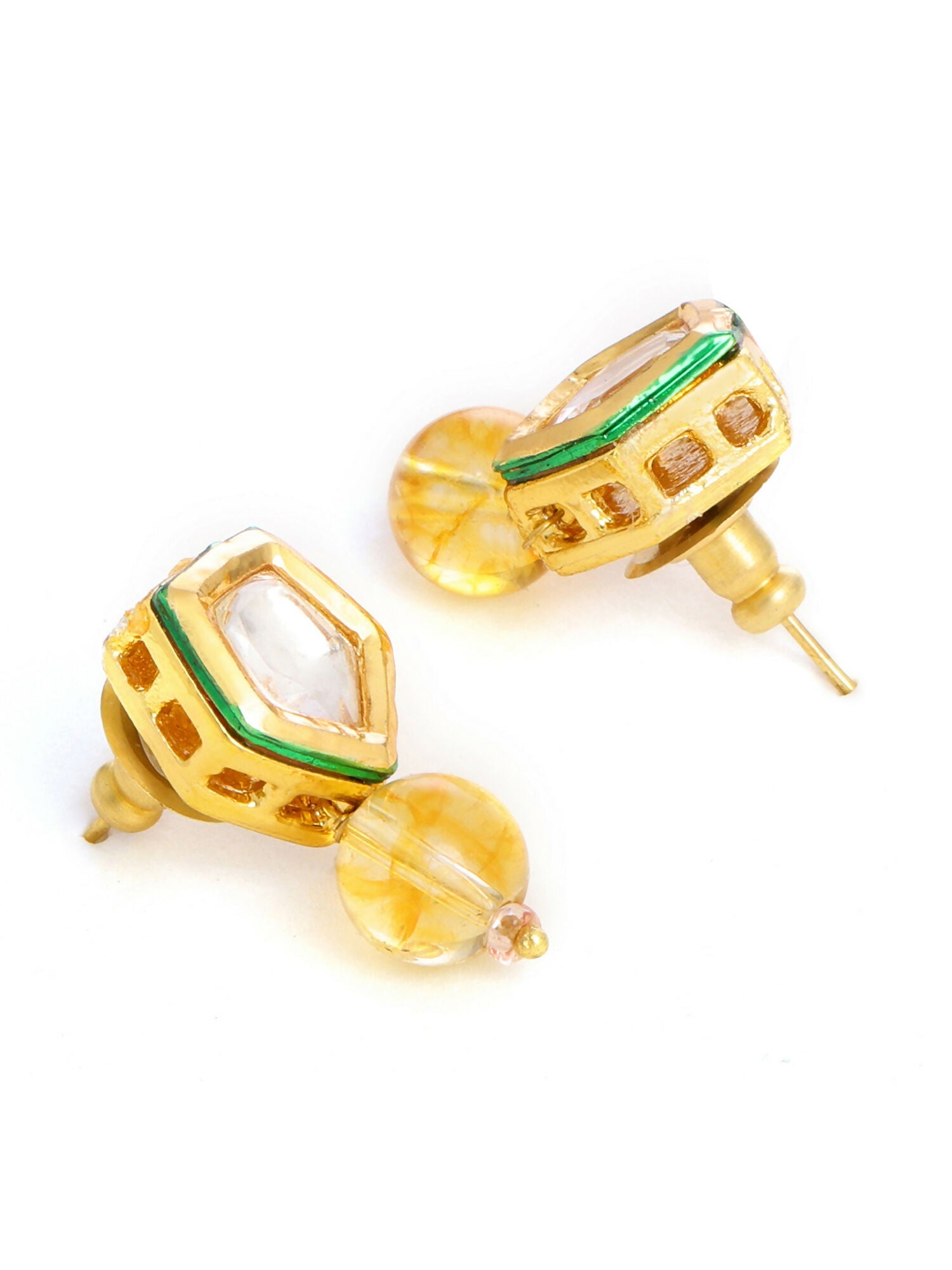 Ruby Raang Yellow Citrine Kundan Studs | Swadesiicart