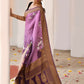 Joban Fashion Plum Purple Crepe Chiffon Pure Handloom Banarasi Silk Saree | Swadesiicart
