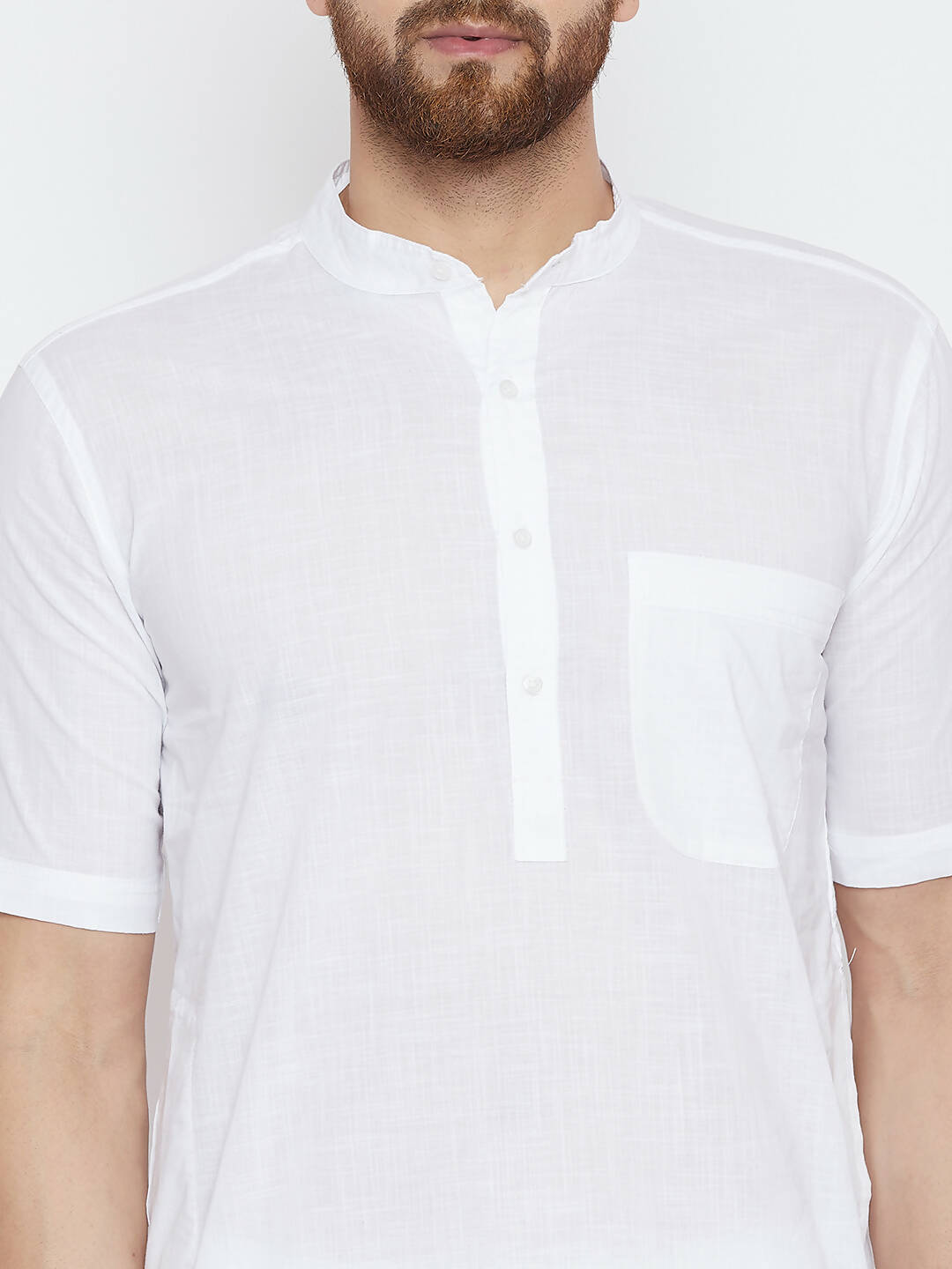 Even Apparels White Color Pure Cotton Men's Kurta With Band Collar | Swadesiicart