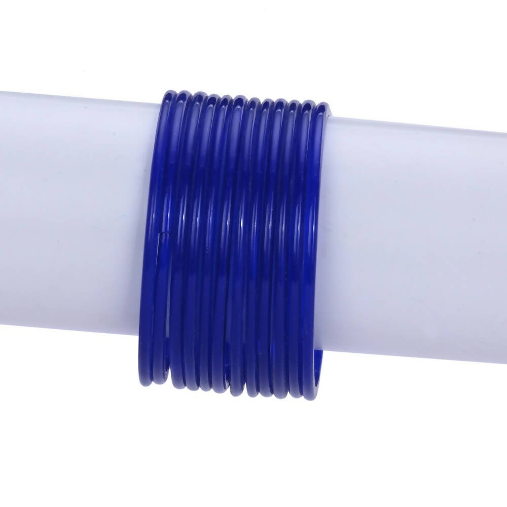Afast Shining Blue Glass Party, Wedding, Daily Use Bangle Set, Pack Of 12 - Swadesiicart