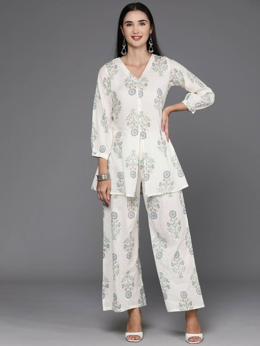 Ahalyaa Women's Traditional Wear Co-ods - Off White | Swadesiicart