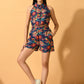 Myshka Women's Multi Printed Top With Shorts - Swadesiicart